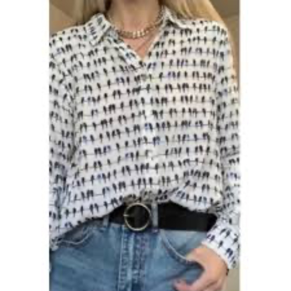Jane and Delancy Birds on a Wire  Shirt  Size S